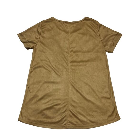 Rae Republic Women's Faux Suede Top Small Studded Short Sleeve - Picture 2 of 5